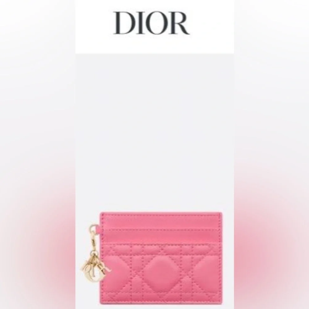 CHRISTIAN DIOR Lambskin Cannage Lady Dior Card Holder